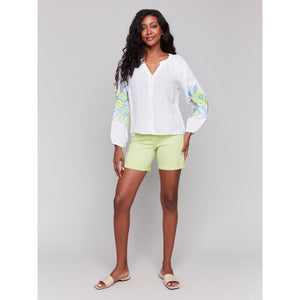 BLOUSE | RAGLAN LONG SLEEVE EMBROIDERED-Tops-CHARLIE B-Coriander