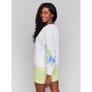 BLOUSE | RAGLAN LONG SLEEVE EMBROIDERED-Tops-CHARLIE B-Coriander