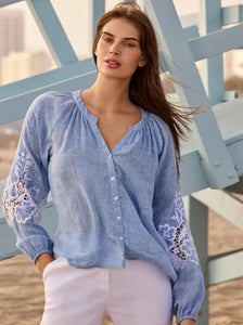 BLOUSE | RAGLAN LONG SLEEVE EMBROIDERED-Tops-CHARLIE B-Coriander