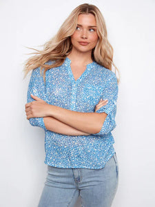 BLOUSE | ROLL-UP SLEEVE-Top-CHARLIE B-Coriander