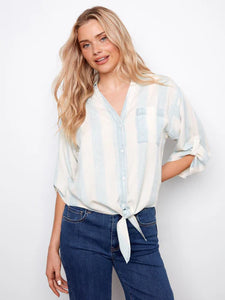 BLOUSE | ROLL-UP SLEEVE-Top-CHARLIE B-Coriander