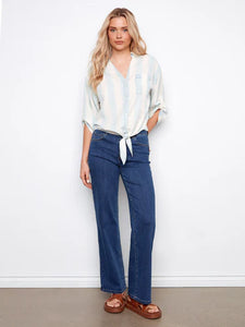 BLOUSE | ROLL-UP SLEEVE-Top-CHARLIE B-Coriander