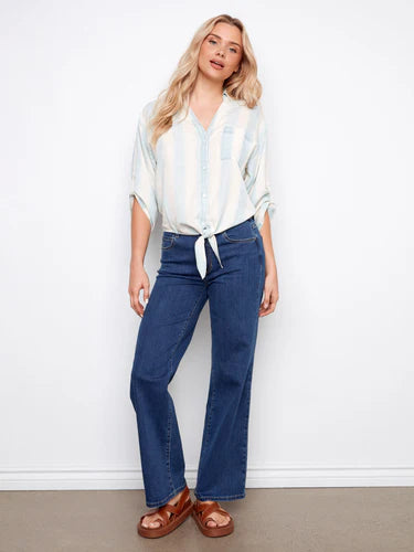 BLOUSE | ROLL-UP SLEEVE-Top-CHARLIE B-Coriander