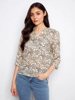 BLOUSE | ROLL-UP SLEEVE-Top-CHARLIE B-SMALL-KARINE-Coriander