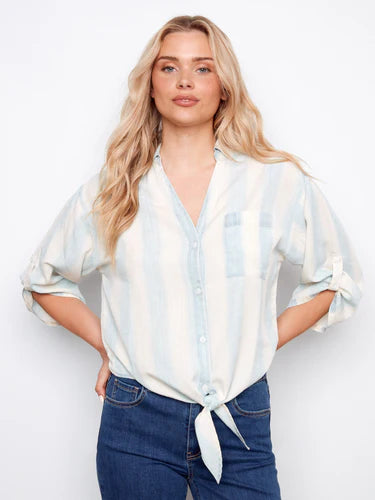 BLOUSE | ROLL-UP SLEEVE-Top-CHARLIE B-XSMALL-HAZE-Coriander