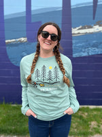 BLUE MOUNTAIN LONG SLEEVE SHIRT | TREES & HIKER-Top-LIFE IS GOOD-SMALL-SAGE-Coriander
