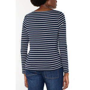 BOATNECK STRIPED KNIT TOP-Tops-LIVERPOOL-Coriander