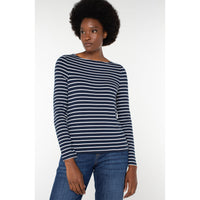 BOATNECK STRIPED KNIT TOP-Tops-LIVERPOOL-Coriander