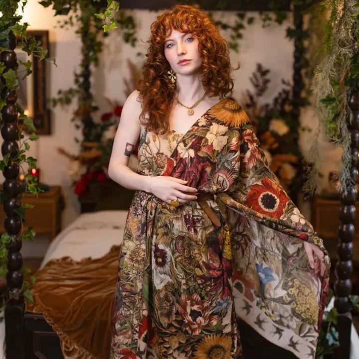 BOHEMIAN SCARF | GOLDEN HOUR FLORAL-Scarves & Wraps-MARKET OF STARS-Coriander