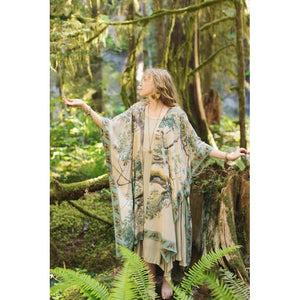 BOHO GODDESS STARDUSTER KIMONO | EARTH AND SKY W/TREES-Scarves & Wraps-MARKET OF STARS-Coriander