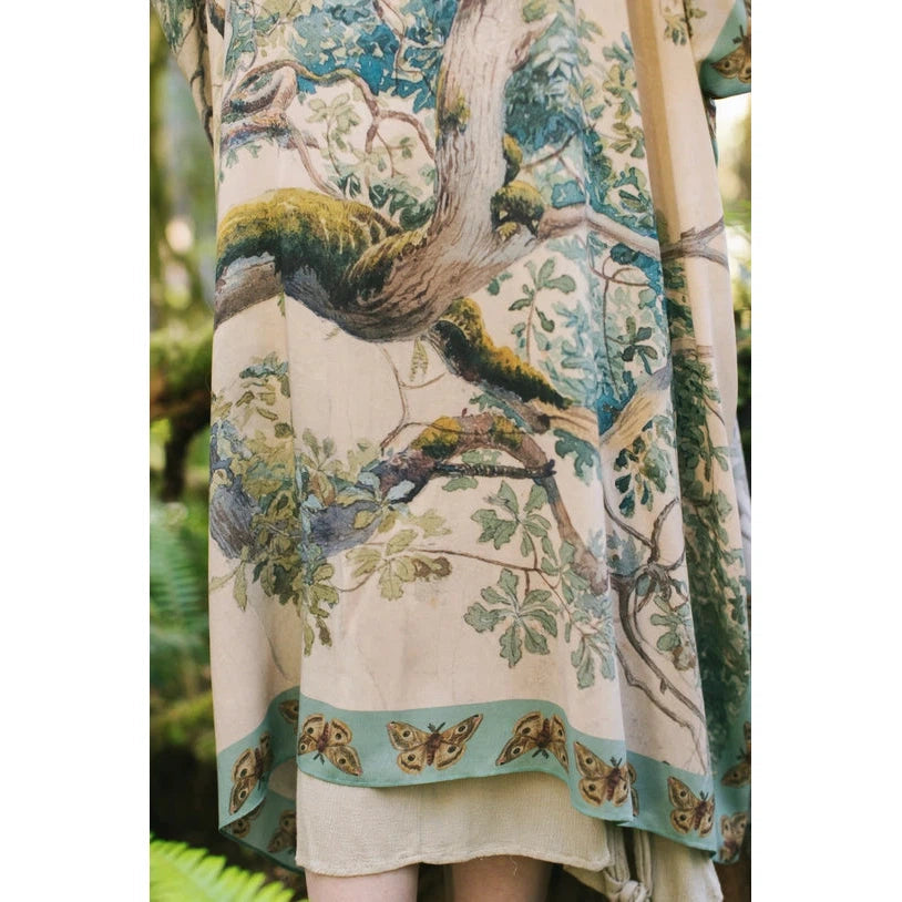 BOHO GODDESS STARDUSTER KIMONO | EARTH & SKY with TREES-Scarves & Wraps-MARKET OF STARS-Coriander