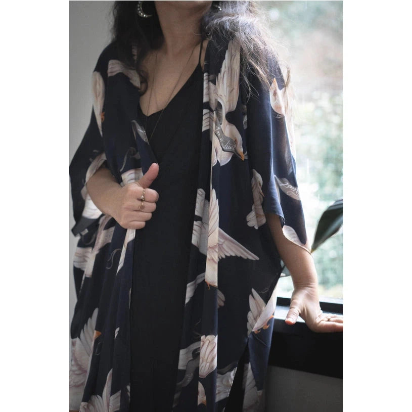 BOHO GODDESS STARDUSTER KIMONO | MIDNIGHT DOVES-Scarves & Wraps-MARKET OF STARS-Coriander