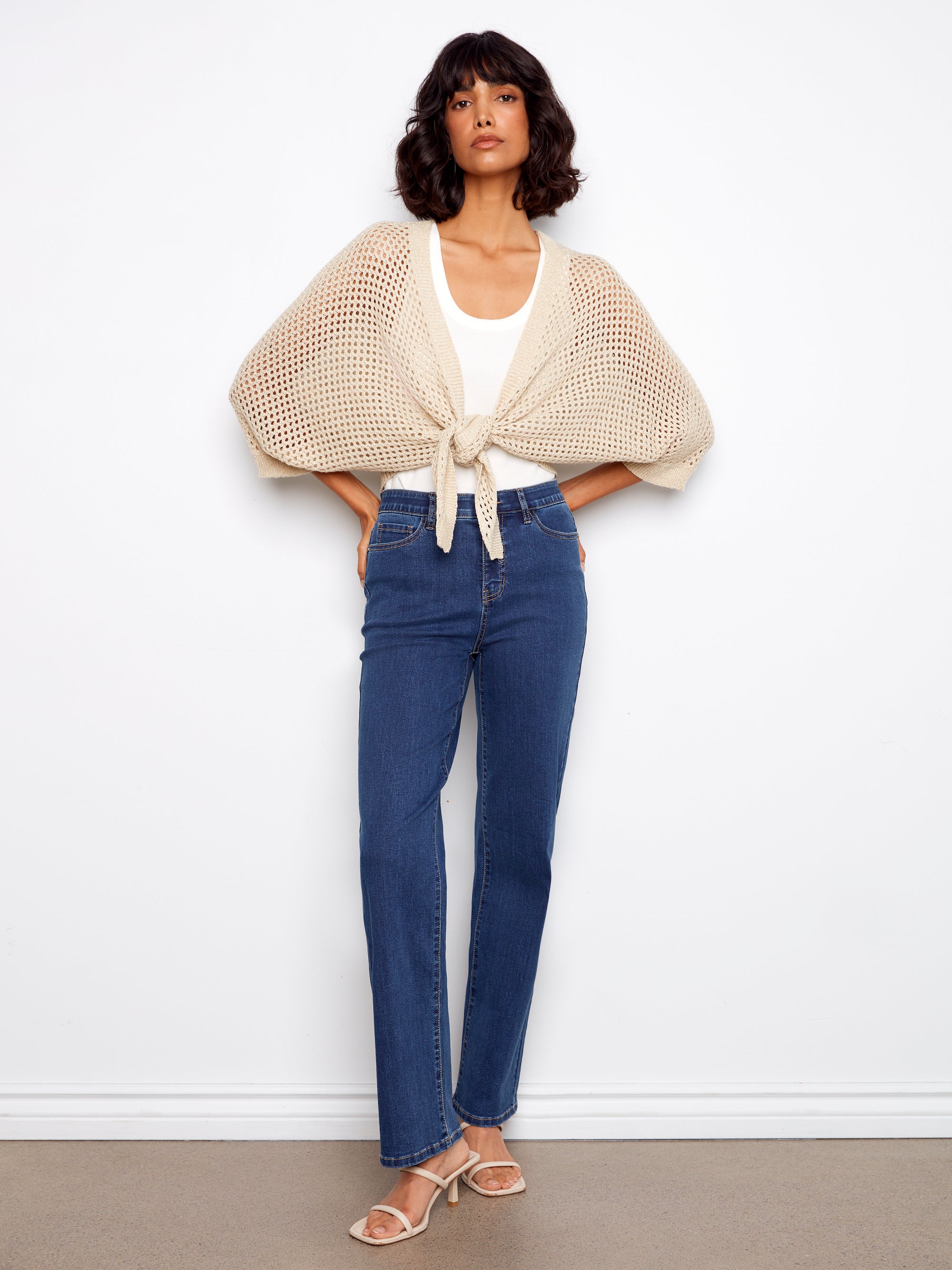 BOLERO SWEATER | LUREX DOLMAN SLEEVE-Jackets & Sweaters-CHARLIE B-Coriander