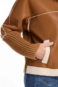 BONDED SHERPA SWEATER JACKET-Jackets & Sweaters-FRENCH DRESSING JEANS-Coriander