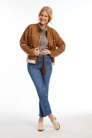 BONDED SHERPA SWEATER JACKET-Jackets & Sweaters-FRENCH DRESSING JEANS-Coriander