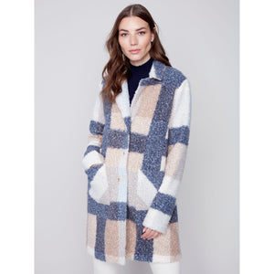 BOUCLÉ KNIT SHAKET COAT-Jackets & Sweaters-CHARLIE B-XSMALL-SNOWFLAKE-Coriander