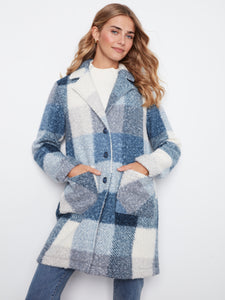 BOUCLE TAILORED COAT | PLAID-Jackets & Sweaters-CHARLIE B-SMALL-STORM-Coriander