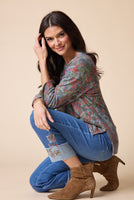 BOXY CREW PULLOVER | SHADOW FLORAL-Tops-HABITAT-Coriander