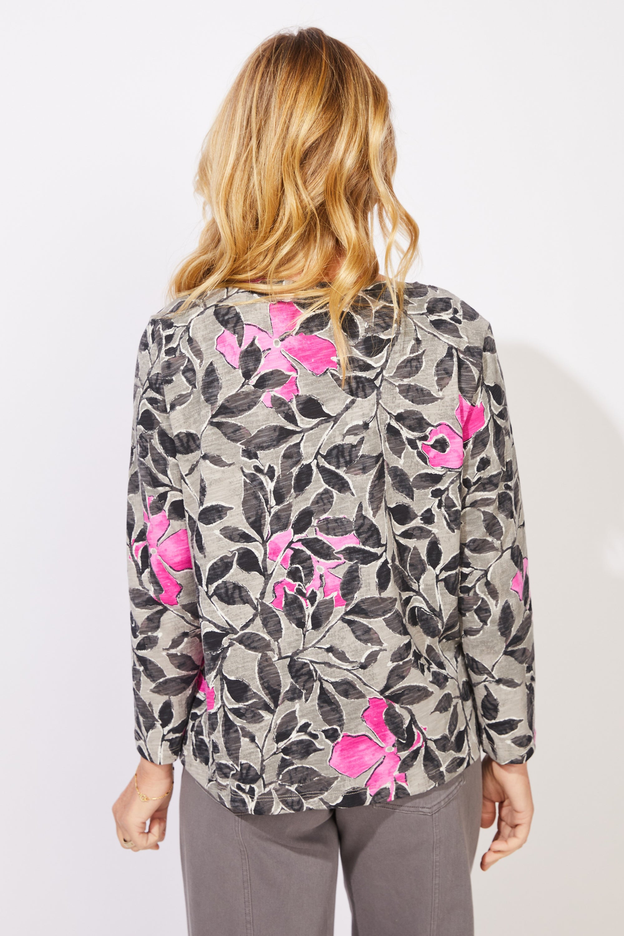 BOXY TEE | FOG FOLIAGE FLORAL-Tops-ESCAPE-Coriander