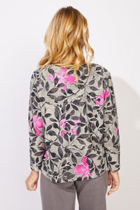 BOXY TEE | FOG FOLIAGE FLORAL-Tops-ESCAPE-Coriander