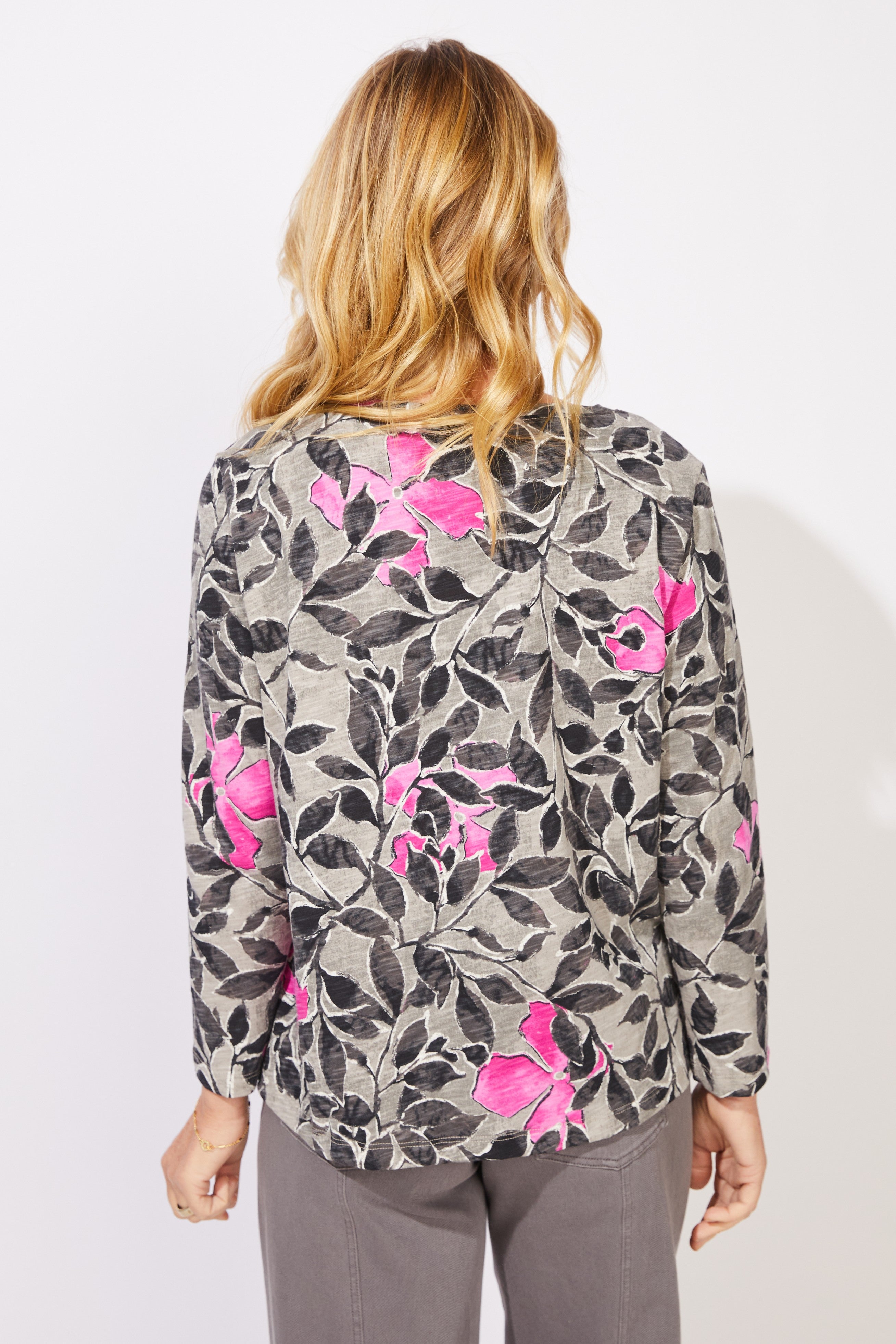 BOXY TEE | FOG FOLIAGE FLORAL-Tops-ESCAPE-Coriander