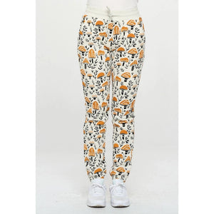 BROWN MUSHROOM PRINT SWEATPANTS-Bottoms-SM WARDROBE-Coriander