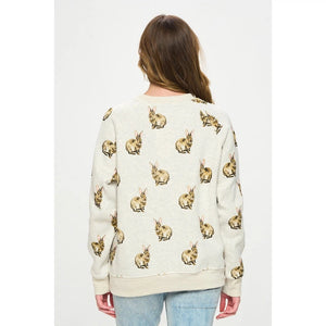 BUNNY PRINT SWEATSHIRT-Tops-SM WARDROBE-Coriander