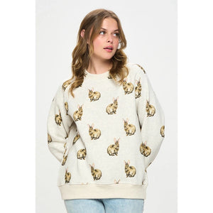 BUNNY PRINT SWEATSHIRT-Tops-SM WARDROBE-SMALL-Coriander