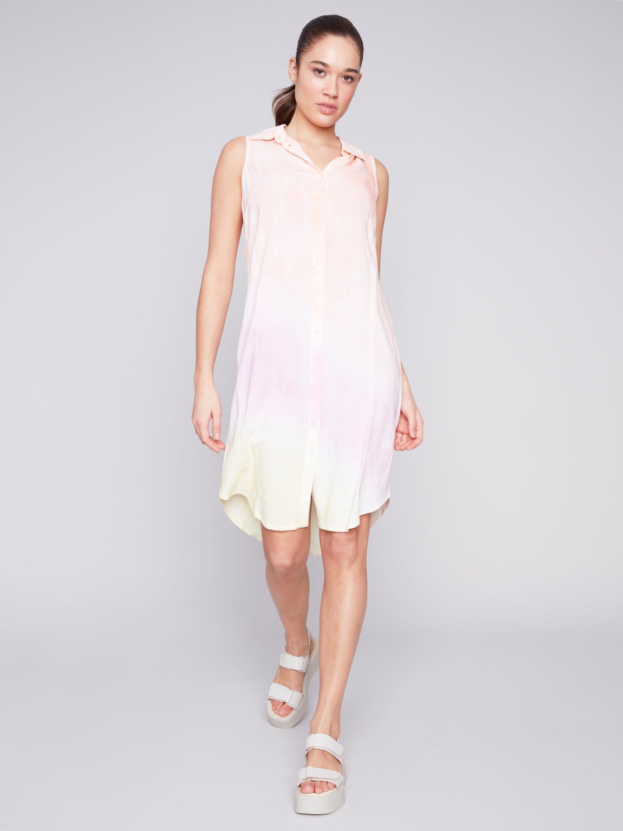 BUTTON DOWN SHIRT DRESS-Dresses-CHARLIE B-Coriander