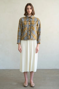 BUTTON DOWN SHIRT JACKET | PLAID-Jackets & Sweaters-ELLE GREY-Coriander