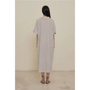 BUTTON DOWN STRIPE DRESS-Dresses-GRADE AND GATHER-Coriander