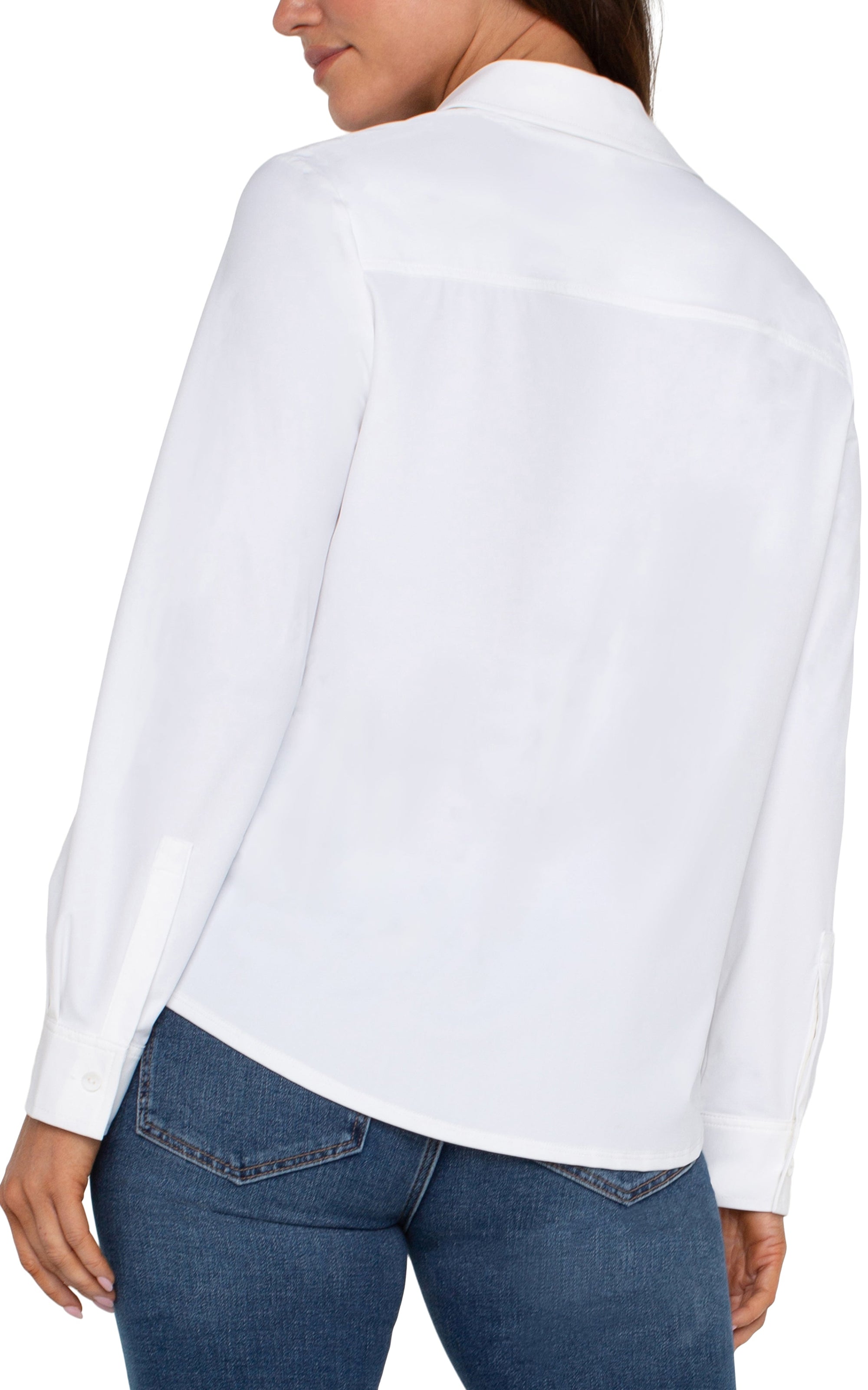 BUTTON FRONT LONG SLEEVE KNIT BLOUSE-Tops-LIVERPOOL-XSMALL-WHITE-Coriander