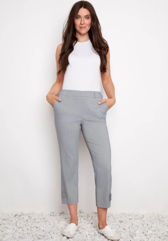 BUTTON-TAB CROPPED PANT | STRIPE TECHNO-Bottoms-UP!-Coriander