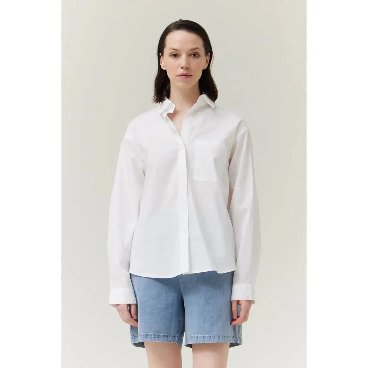 BUTTON UP BLOUSE | OFF WHITE-Tops-GRADE AND GATHER-SMALL-OFF WHITE-Coriander