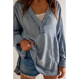 BY THE SHORE SHIRT-Tops-FREE PEOPLE-XSMALL-INDIGO STRIPE COMBO-Coriander