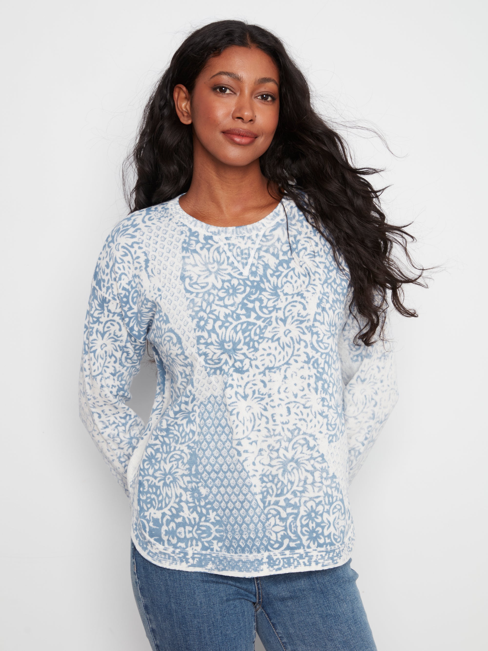 PULLOVER SWEATER | CREW NECK: DAMASK