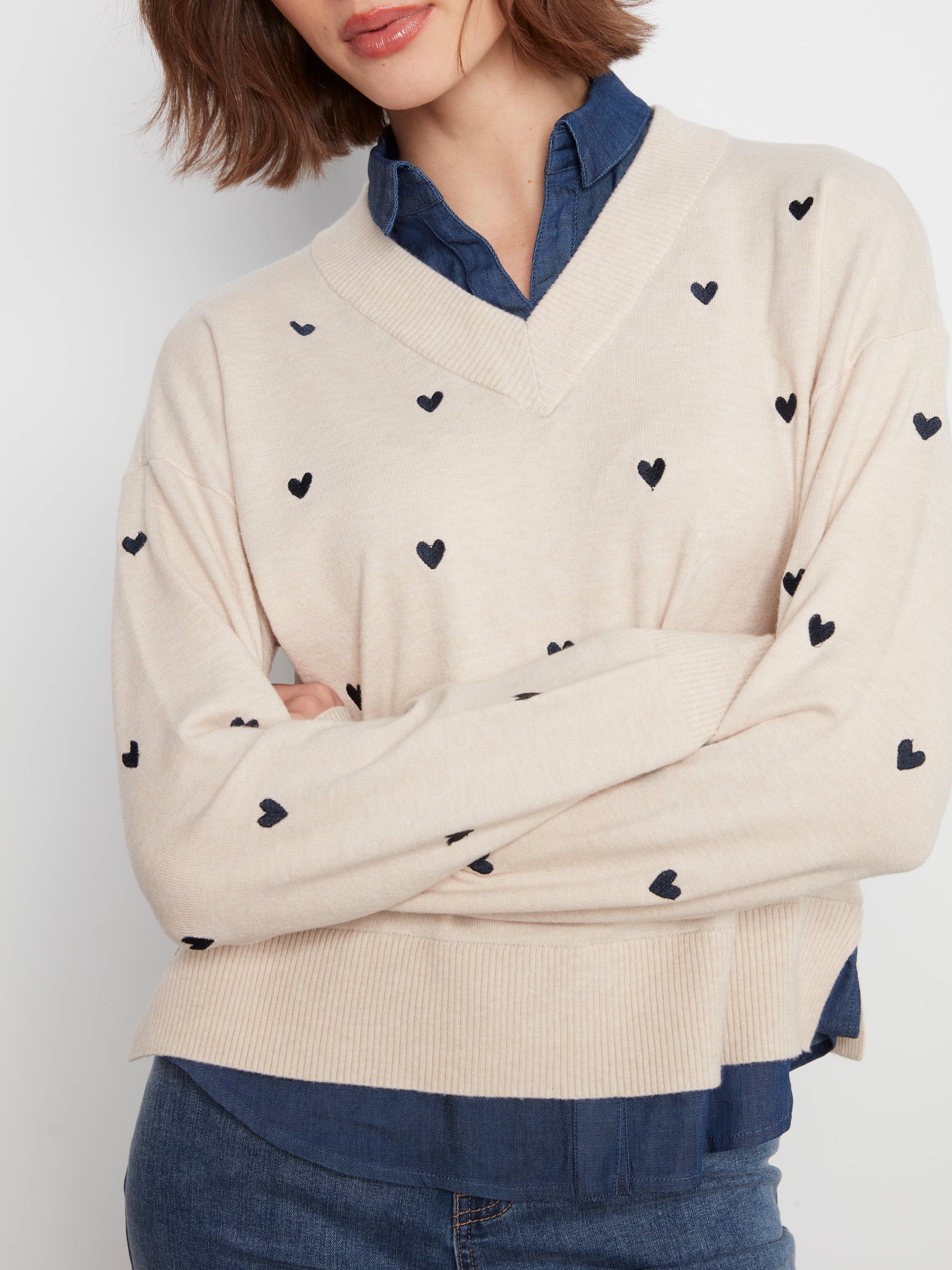 L/S FOOLER SWEATER | V-NECK + SHIRT COLLAR