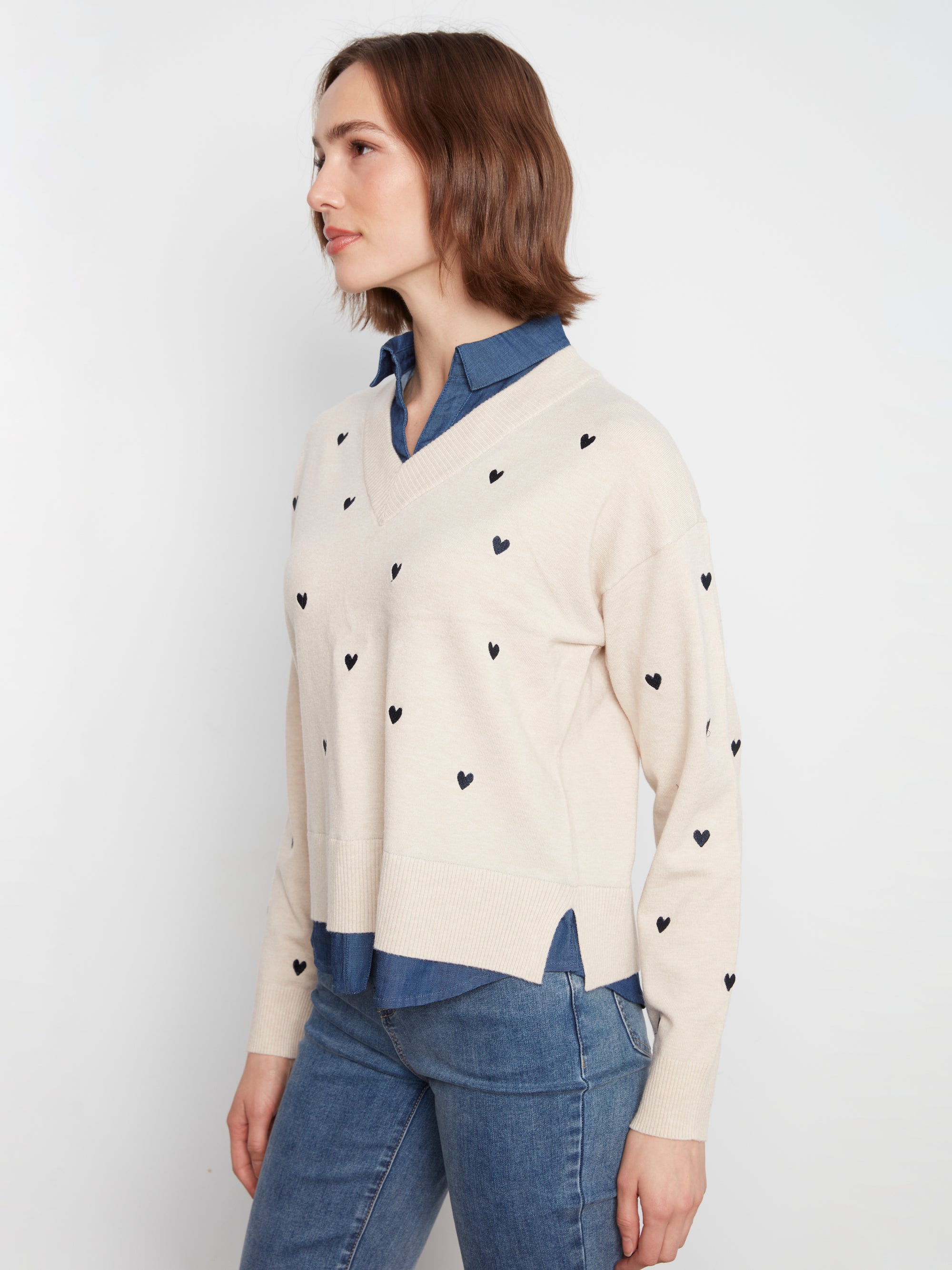 L/S FOOLER SWEATER | V-NECK + SHIRT COLLAR