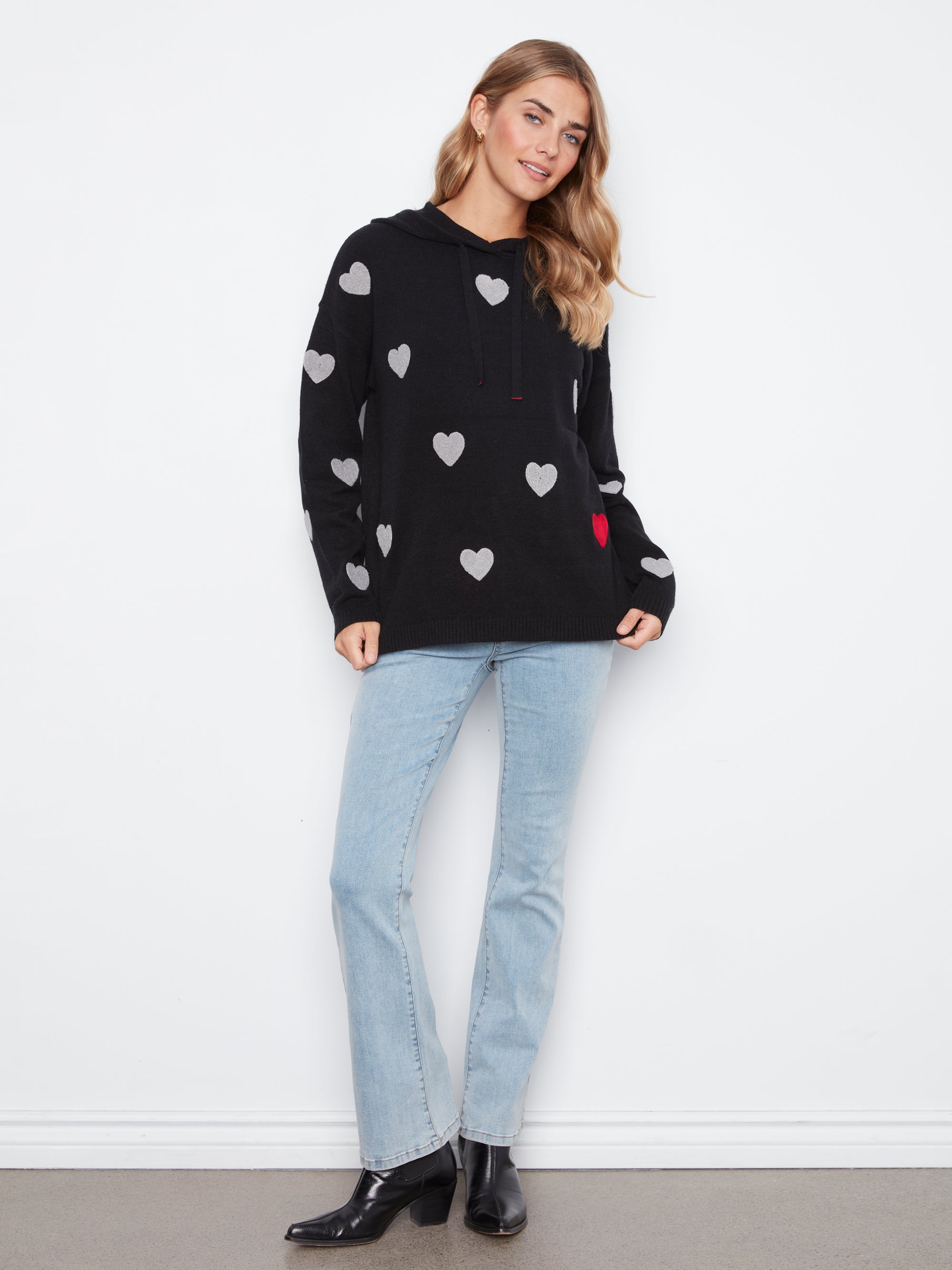 KNIT HOODIE | HEART PATTERN