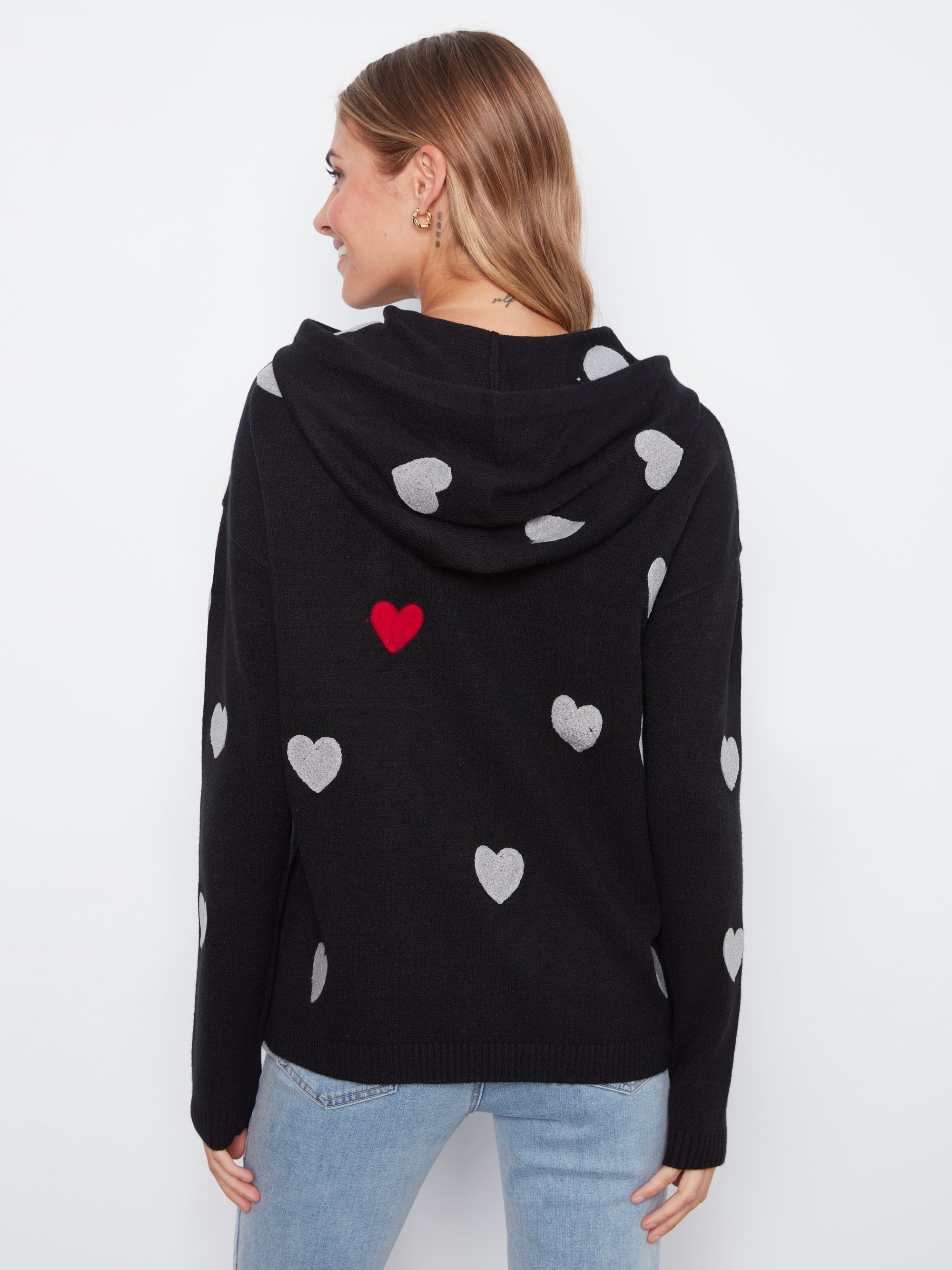 KNIT HOODIE | HEART PATTERN