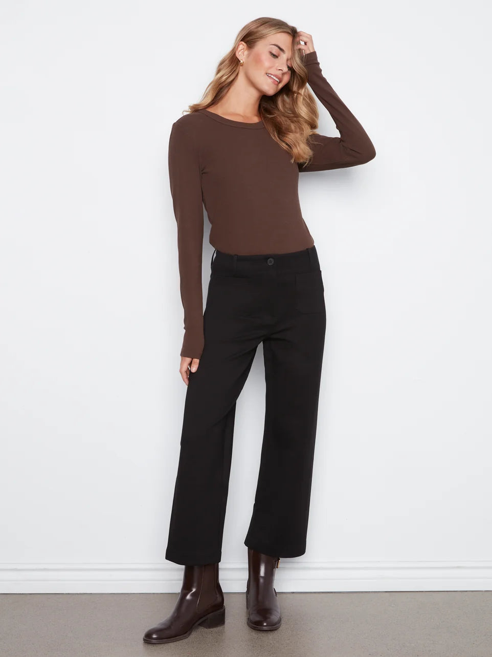 WIDE LEG TROUSERS | PATCH POCKET: BLACK