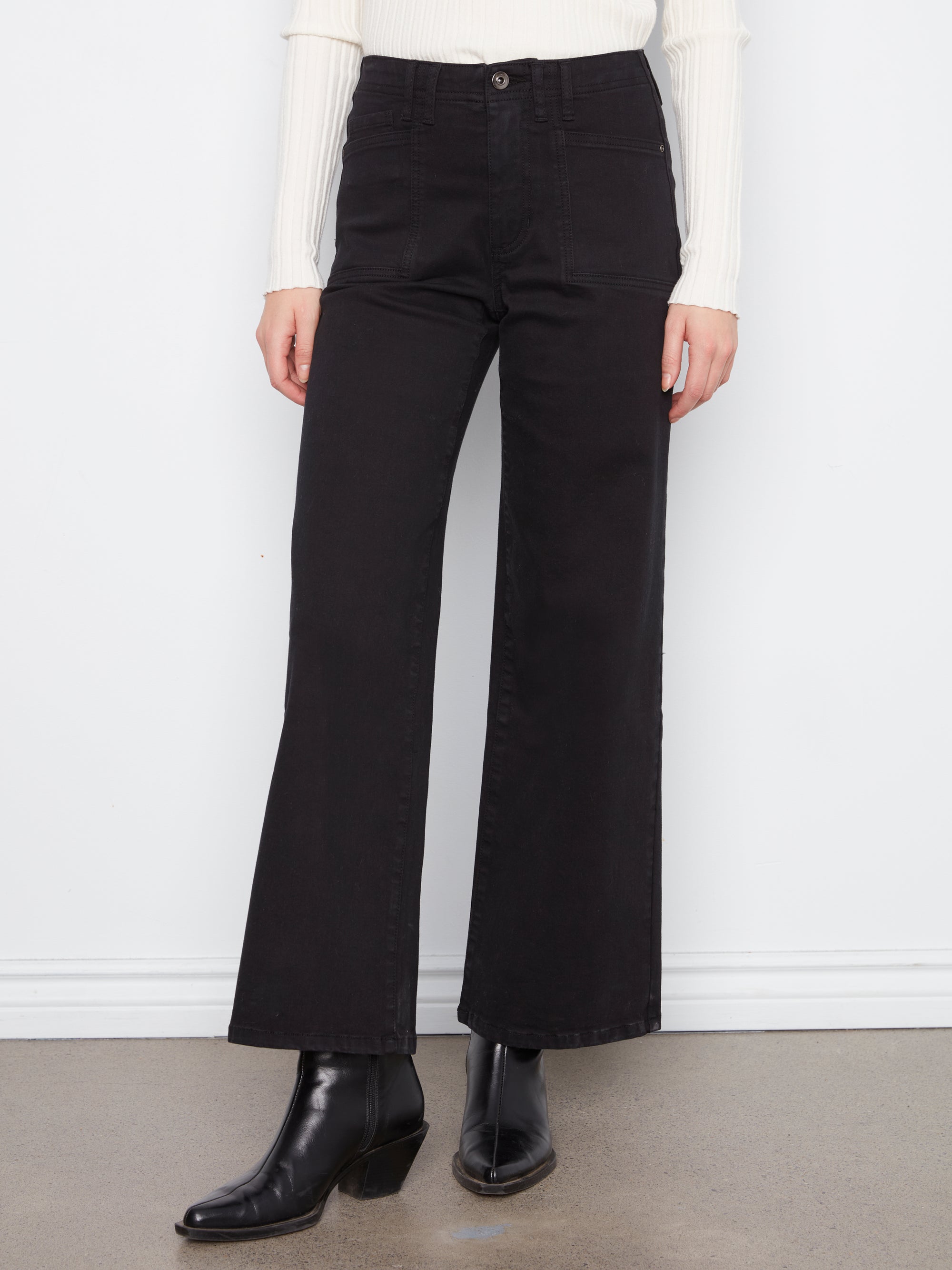 WIDE LEG PANTS | TWILL: BLACK