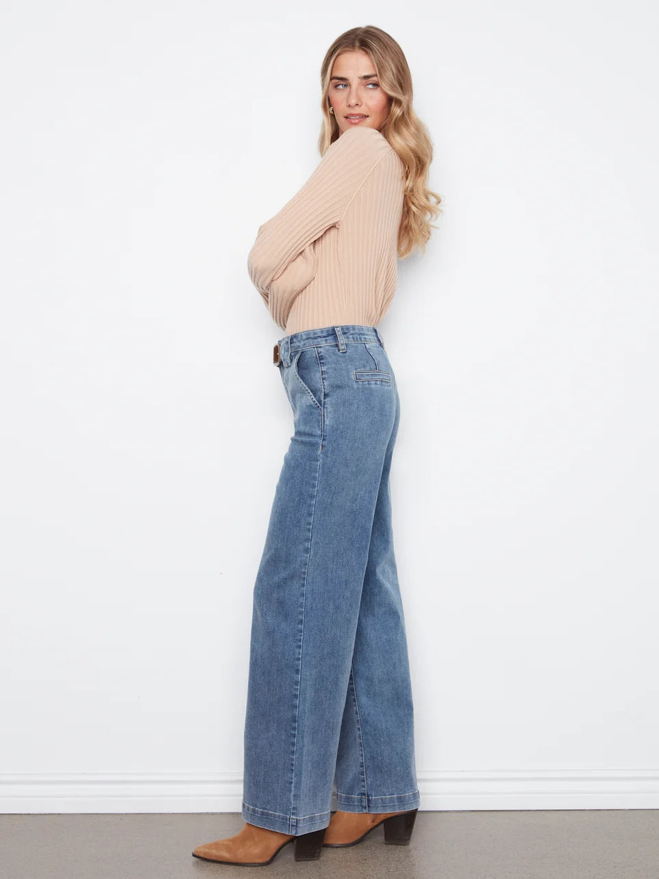 FLARE WIDE LEG JEANS | REMOVABLE BELT