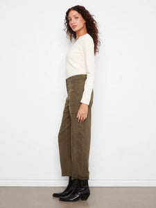BARREL LEG PANTS | TWILL: OLIVE-Bottoms-CHARLIE B-Coriander