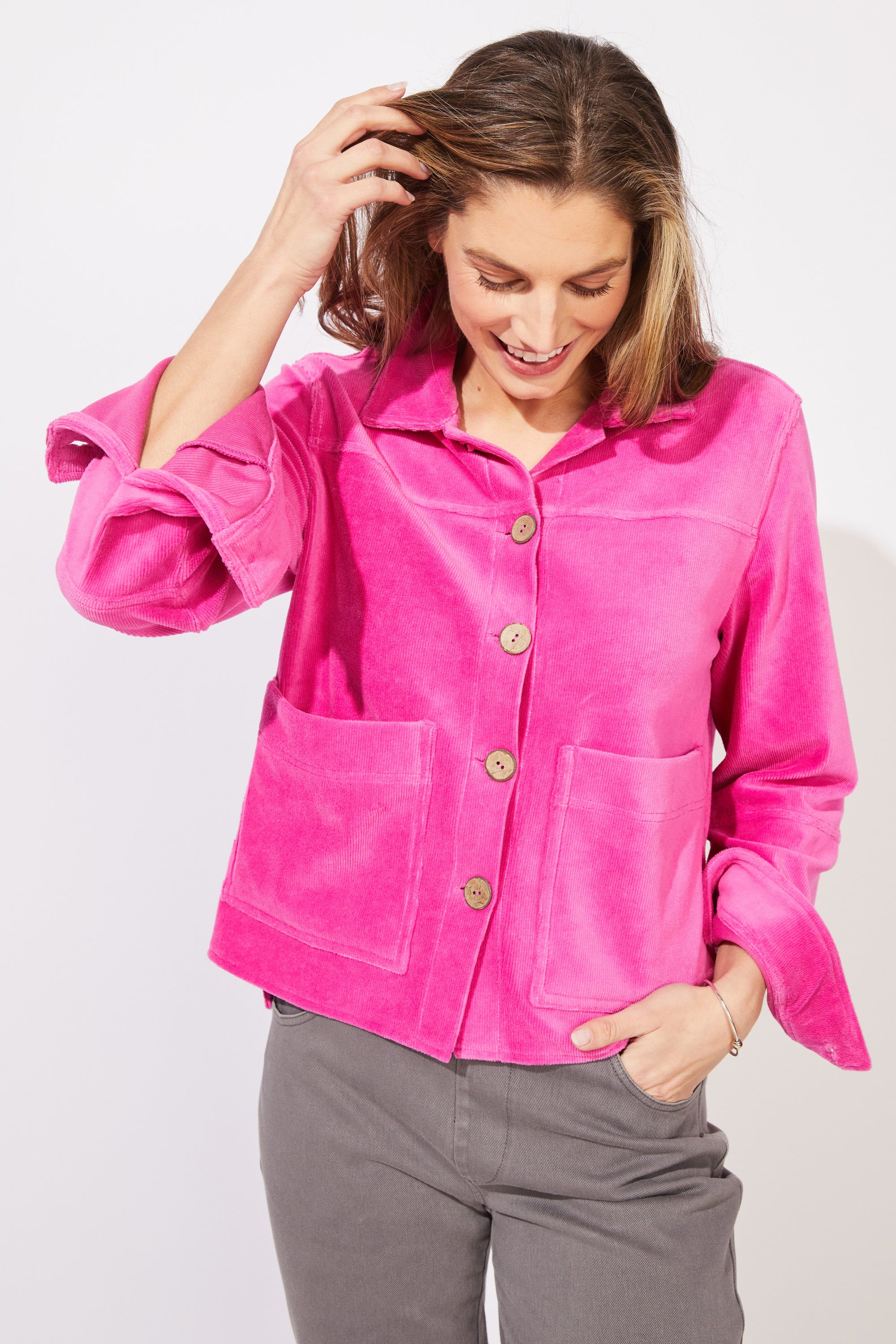 CAMP JACKET | CORDED VELOUR-Jackets & Sweaters-ESCAPE-SMALL-FUCHSA-Coriander