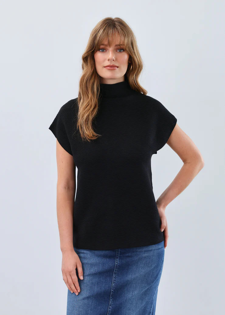 CAP SLEEVE SWEATER | OTTOMAN-Jackets & Sweaters-FRENCH DRESSING JEANS-SMALL-BLACK-Coriander