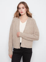 CARDIGAN | FLAP POCKET-Jackets & Sweaters-CHARLIE B-XSMALL-LIGHT BROWN-Coriander