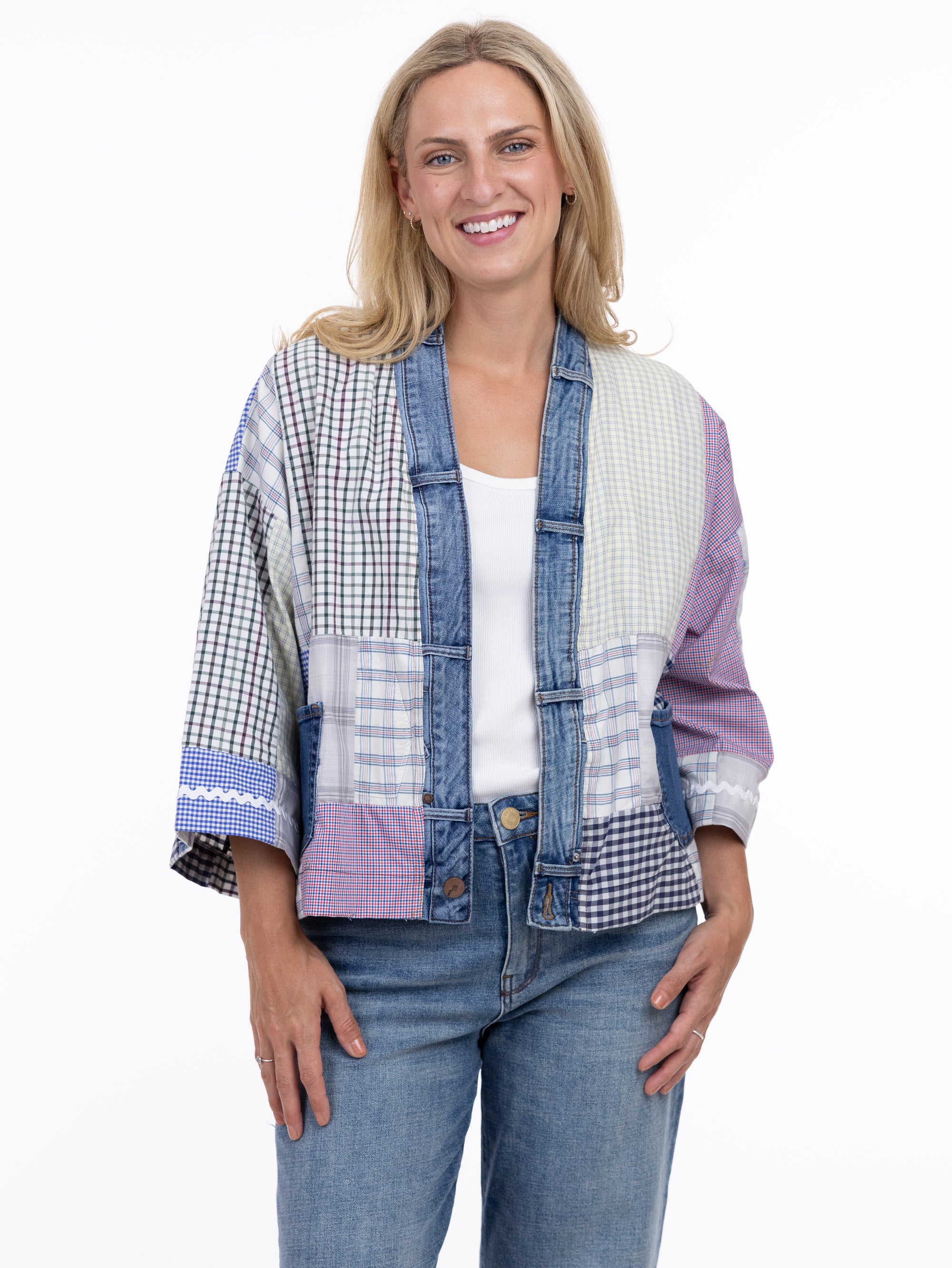 CARDIGAN JACKET | ZOE-Jackets & Sweaters-SHANNON PASSERO-ONE-PATCHWORK-Coriander