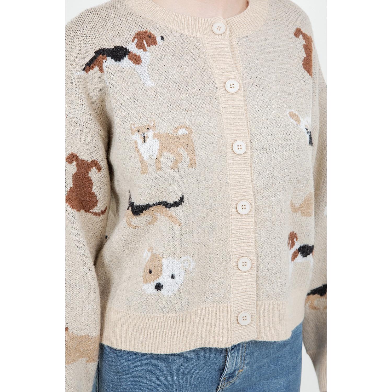 CARDIGAN | PUPPY PARADE-Jackets & Sweaters-DREAMERS BY DEBUT-SMALL-MED-IVORY-Coriander