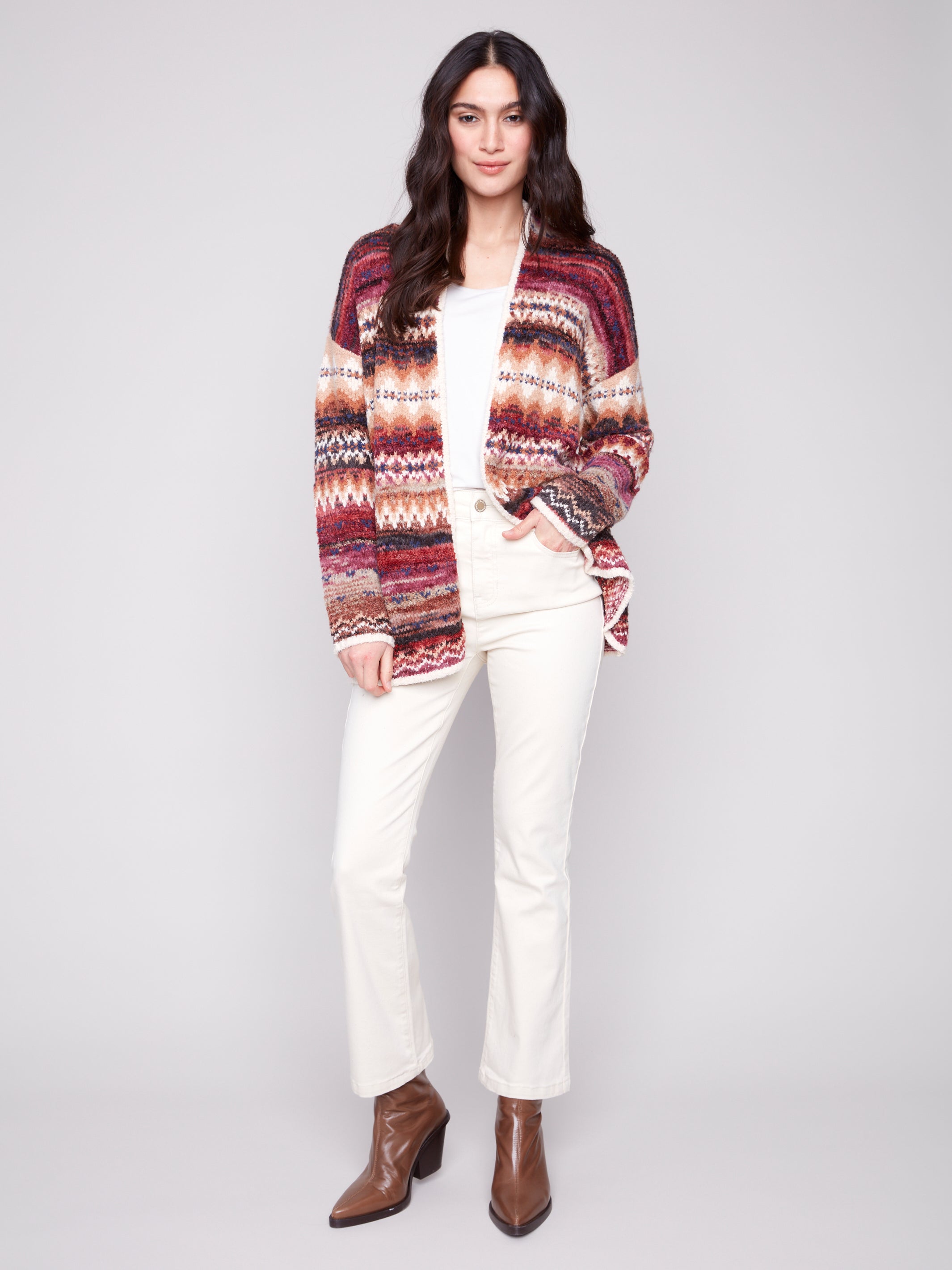 CARDIGAN | SPACE DYE JACQUARD-Jackets & Sweaters-CHARLIE B-Coriander